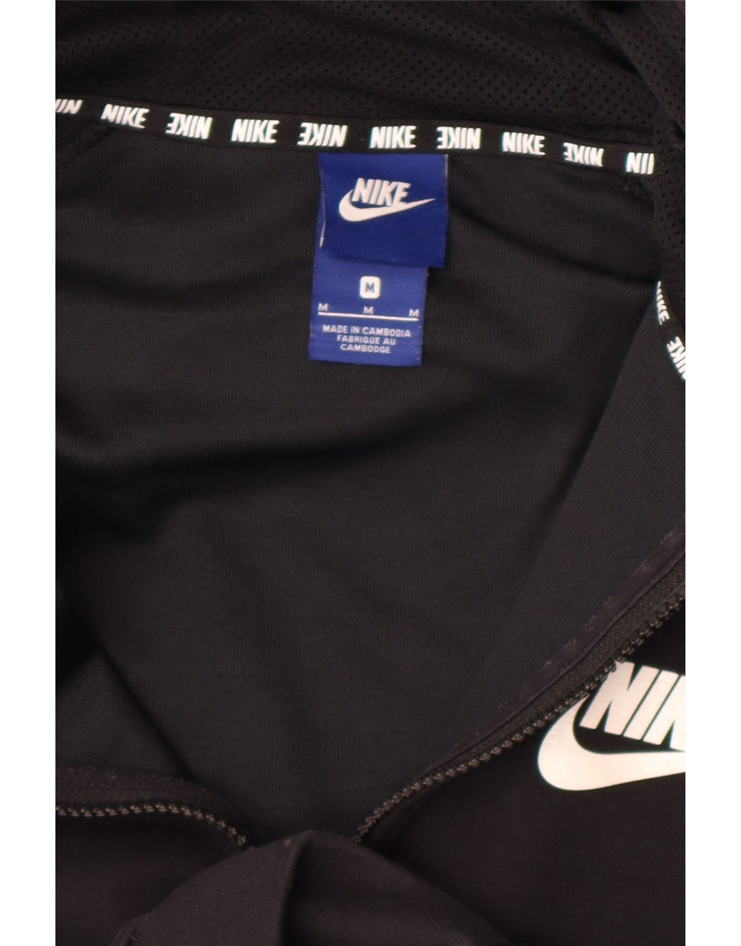 Nike Herre grafisk hættetrøje med lynlås, medium sort