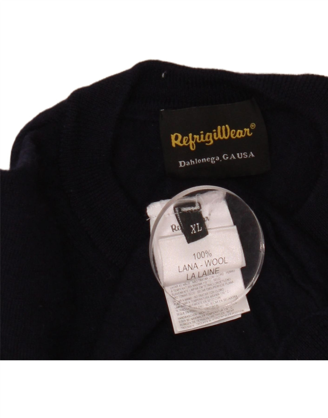Refrigiwear Herre Crew Neck Jumper Sweater XL Navy Blue Wool
