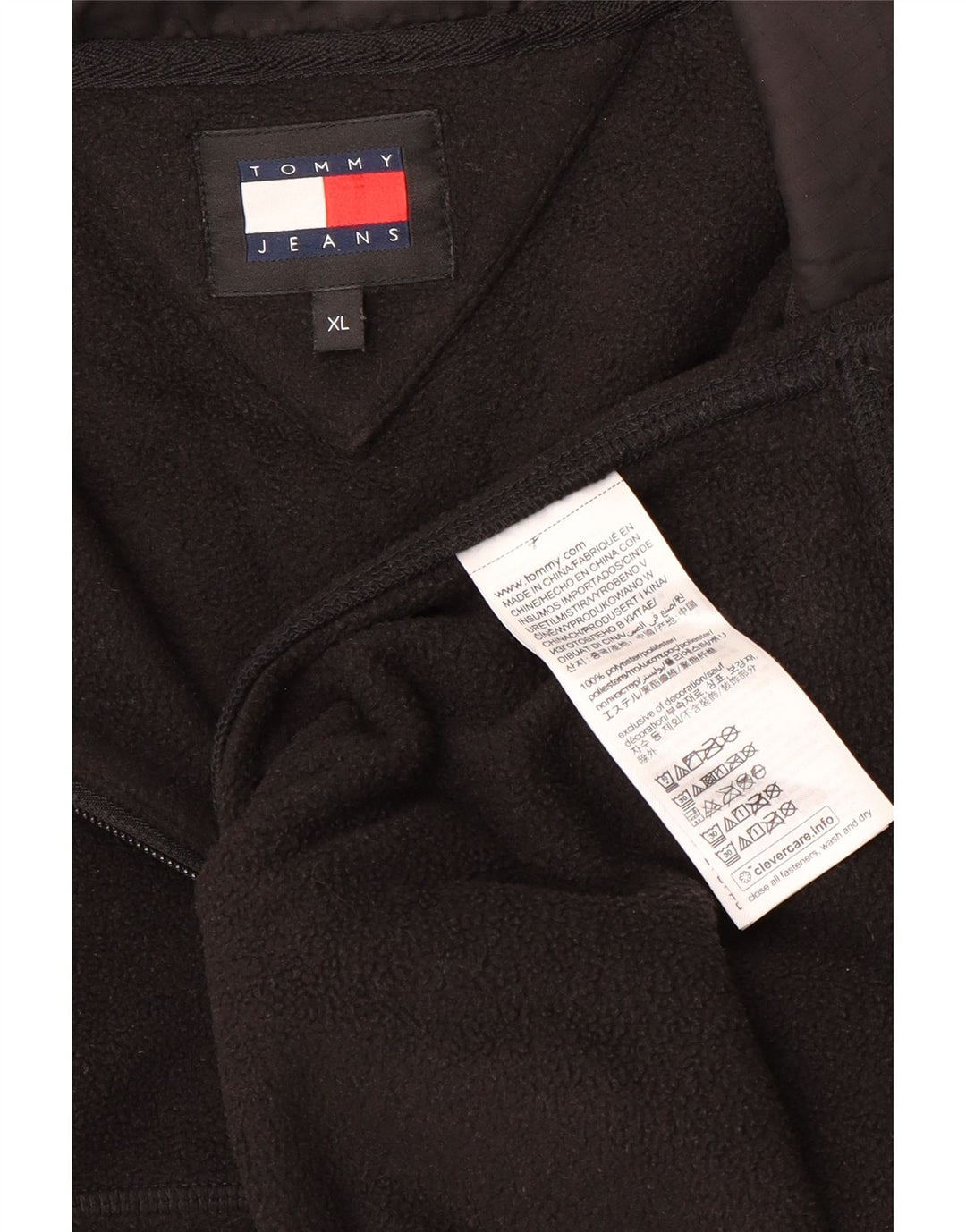 TOMMY HILFIGER Fleecetrøje med lynlås til mænd XL sort polyester