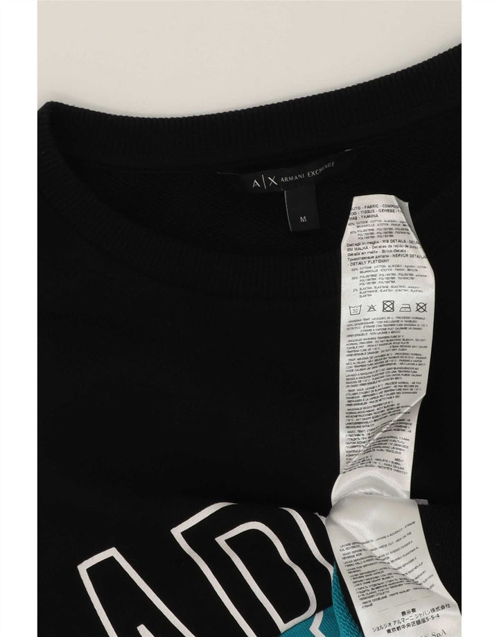 Armani Exchange Herre Grafisk Sweatshirt Jumper Medium Sort Colourblock
