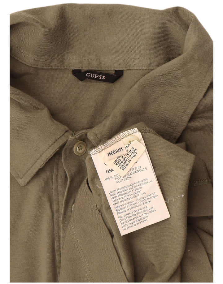 Guess Herre grafisk langærmet poloshirt Medium Khaki Bomuld