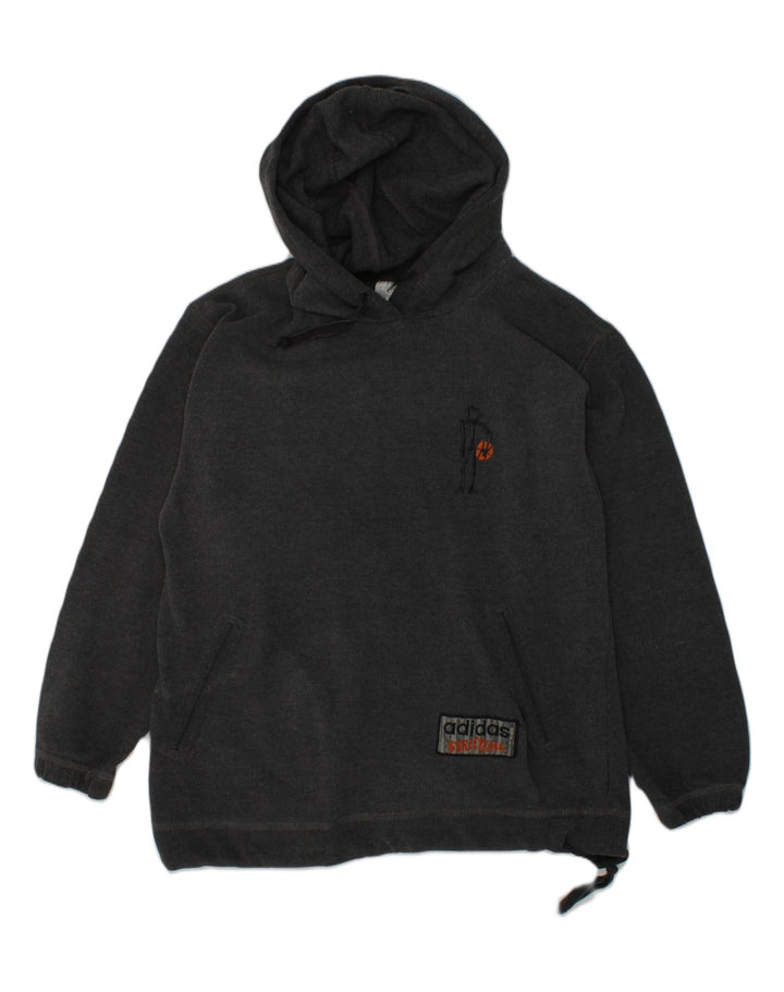 ADIDAS Boys Graphic Hoodie Jumper 9-10 Years Grey Cotton | Vintage Adidas | Thrift | Second-Hand Adidas | Used Clothing | Messina Hembry 