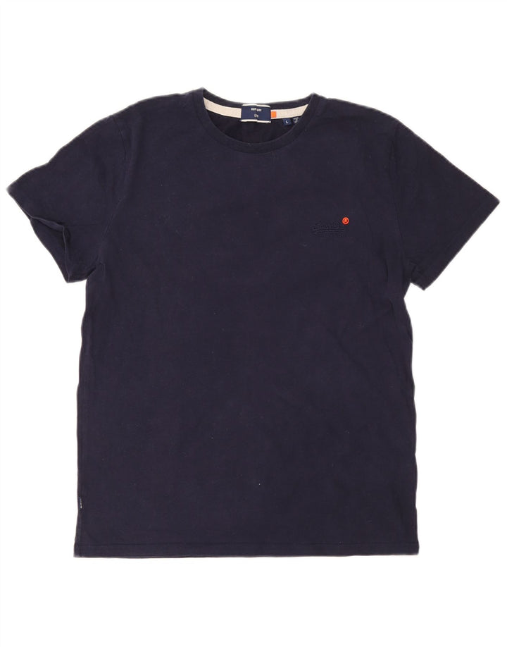 Superdry T-shirt top til kvinder UK 16 Stor marineblå bomuld