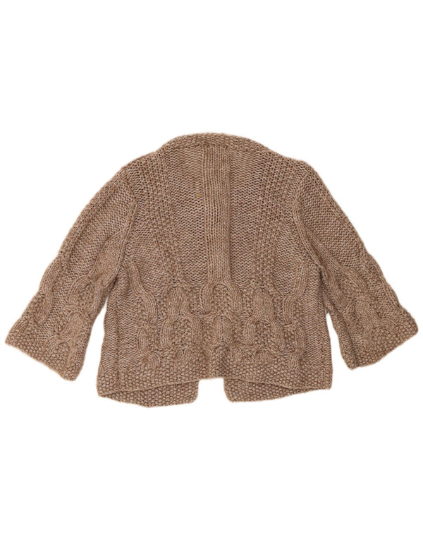 Marks & Spencer Dame 3/4-ærmet Crop Cardigan Sweater UK 16 Large Beige