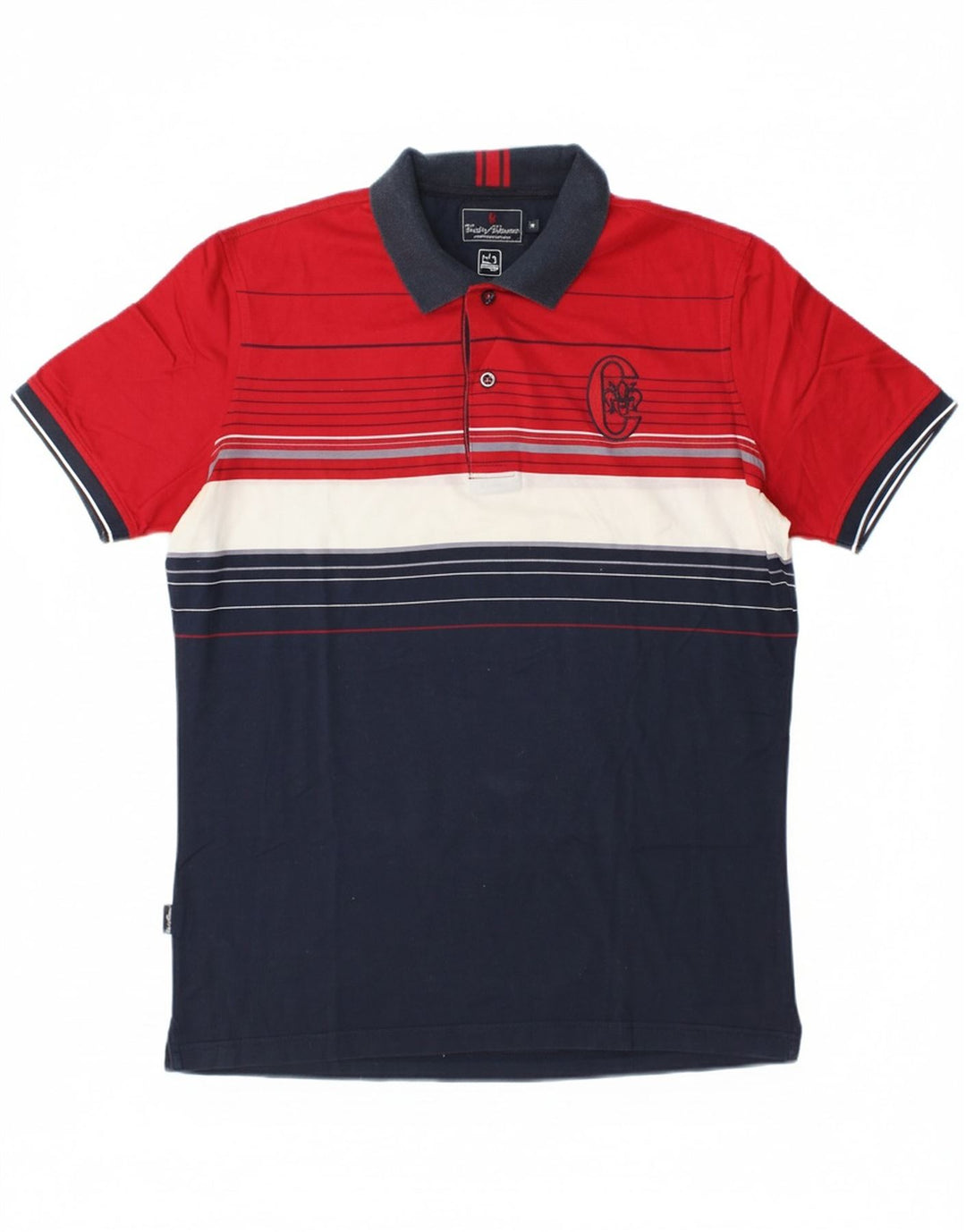 CONTE OF FLORENCE Mens Polo Shirt Medium Red Colourblock