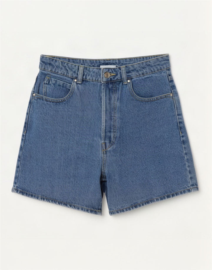 Zara Dame højtaljede denimshorts EU 40 Medium W30 Blå