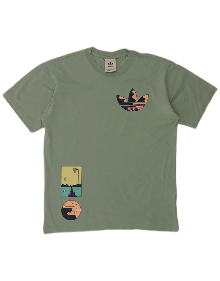 Adidas grafisk T-shirt top mellem grøn bomuld til mænd
