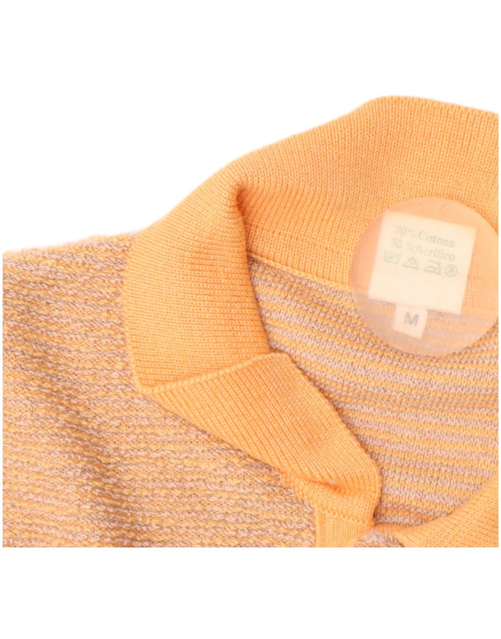 VINTAGE Dame Polo Neck Sweater UK 14 Medium Orange Bomuld