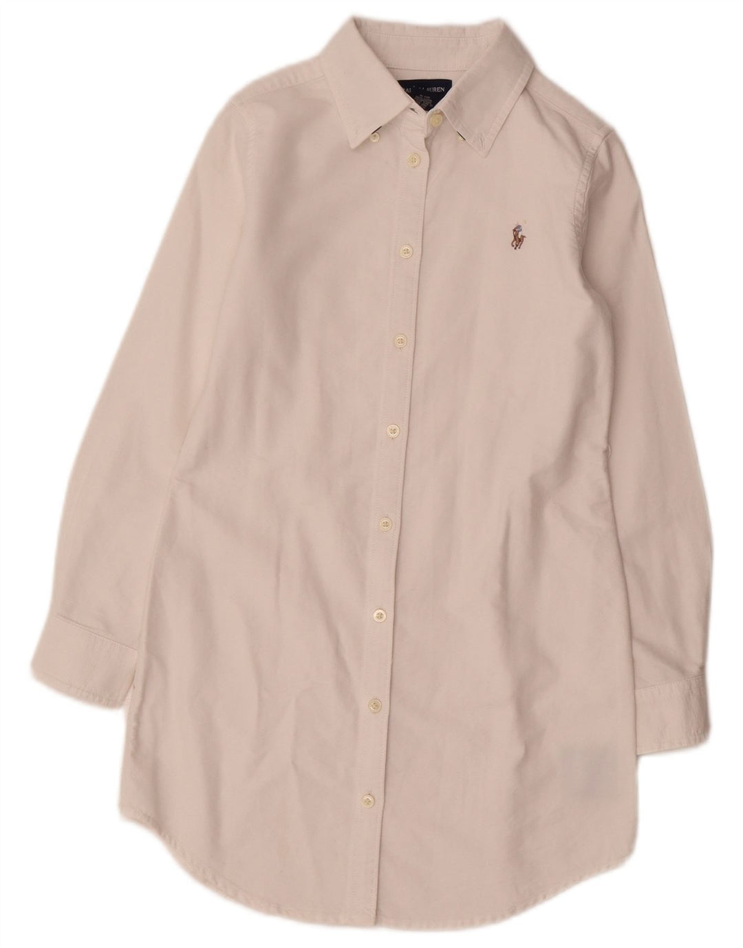 RALPH LAUREN Pige Skjortekjole 7-8 År Hvid Bomuld