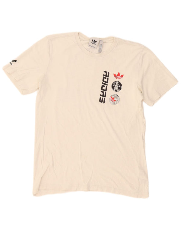 Adidas Grafisk T-shirt top til mænd, lille hvid bomuld