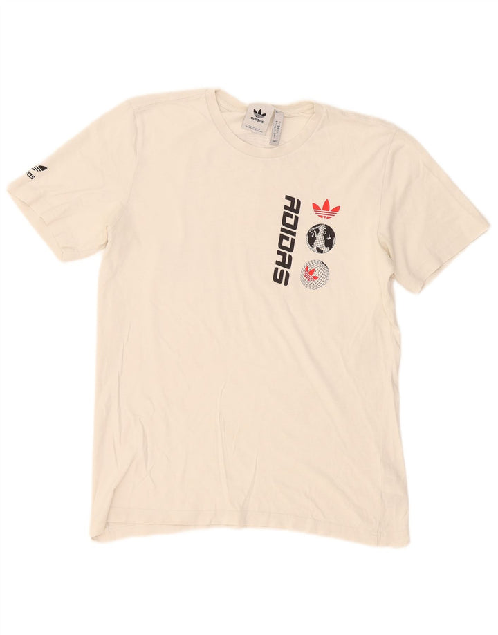 Adidas Grafisk T-shirt top til mænd, lille hvid bomuld