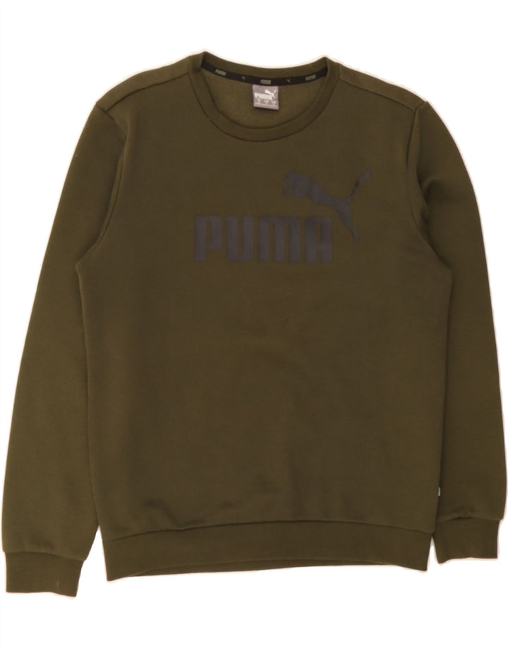 PUMA Mens Graphic Sweatshirt Jumper Small Khaki Cotton Vintage Puma and Second-Hand Puma from Messina Hembry 