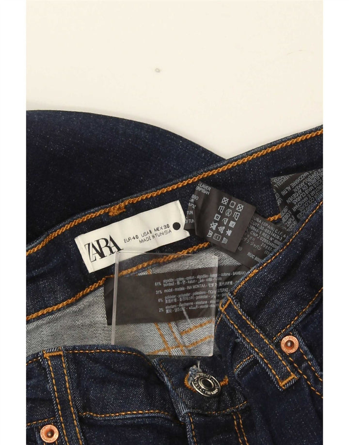 Zara Dame Slim Flared Jeans EU 40 Medium W30 L32 Marineblå Bomuld