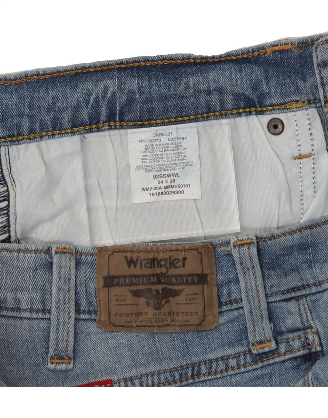 WRANGLER Womens Denim Shorts W34 Large Blue Cotton Vintage Wrangler and Second-Hand Wrangler from Messina Hembry 
