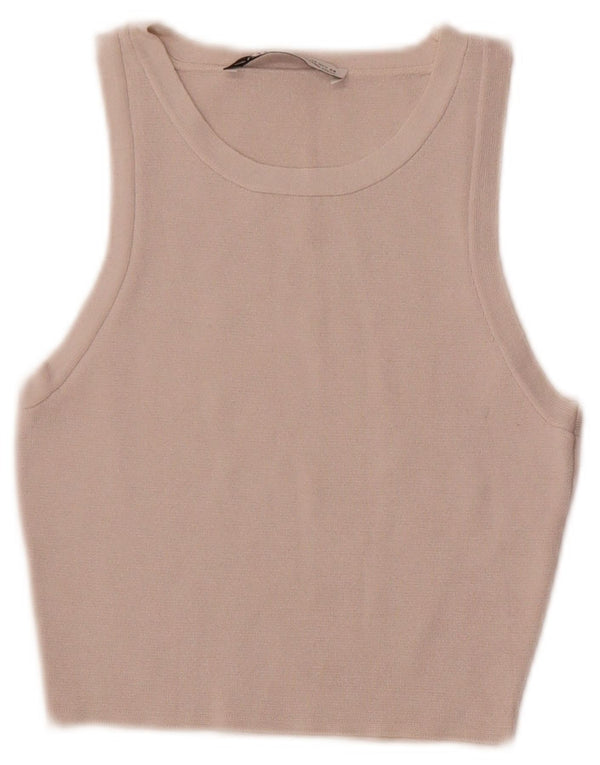 Zara Womens Crop Vest Top UK 4 XS White Viscose
