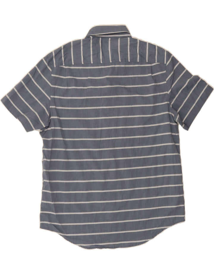 PENGUIN Mens Short Sleeve Shirt Large Navy Blue Striped Cotton Vintage Penguin and Second-Hand Penguin from Messina Hembry 