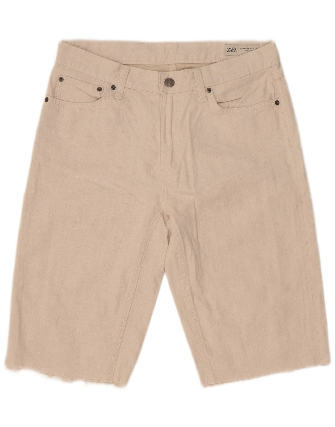 Zara Dame Denim Shorts EU 40 Medium W30 Hvid Bomuld