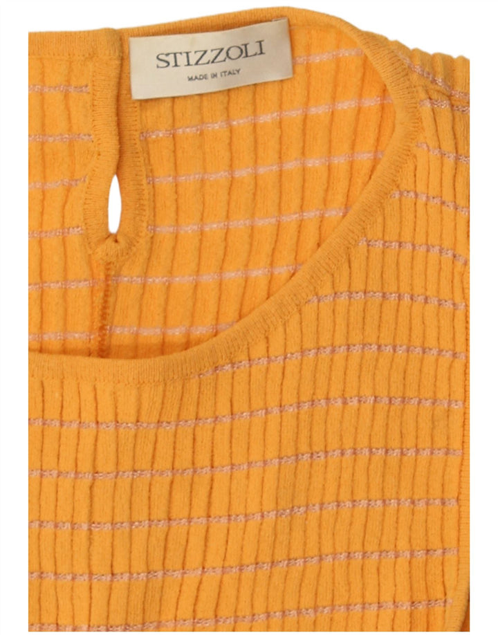 STIZZOLI Womens Crop Vest Top UK 2 2XS Orange Stribet
