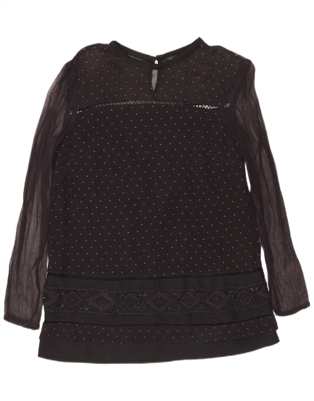 Simona Barbieri Dame Twin-Set Bluse Top UK 10 Small Black Spotted