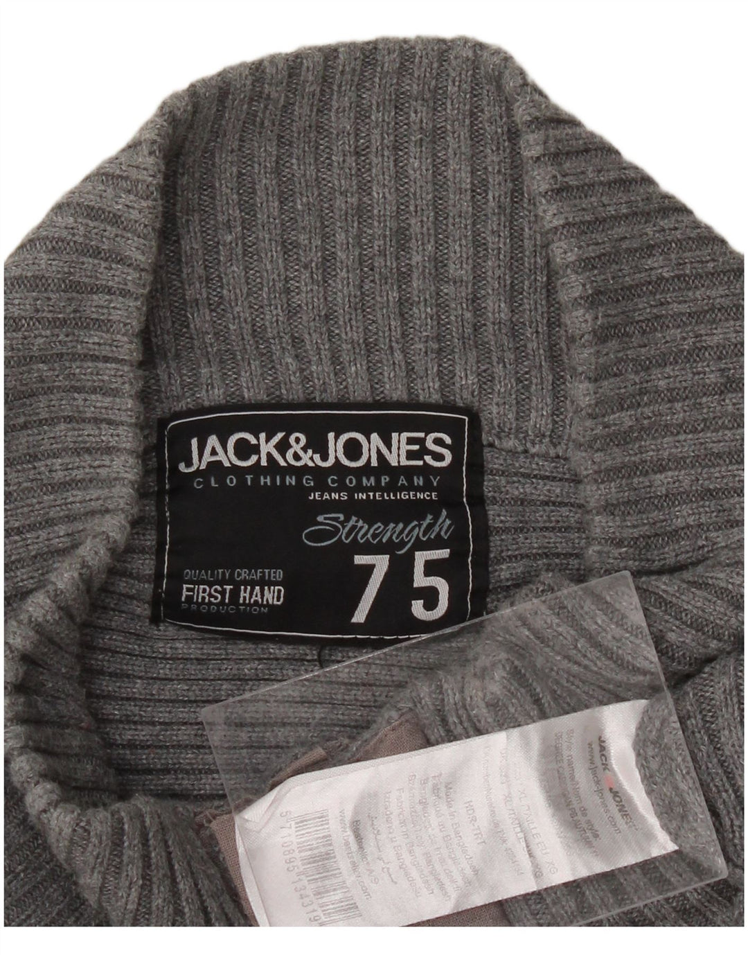 JACK & JONES Mens Cardigan Sweater Medium Grey Cotton