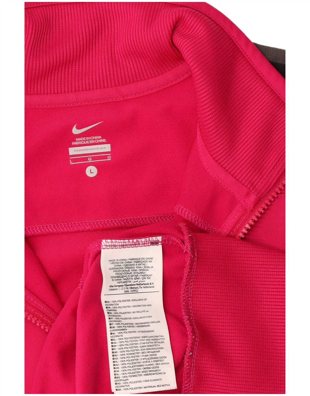 Nike træningsdragt topjakke til kvinder UK 14 Large Pink Colourblock Polyester