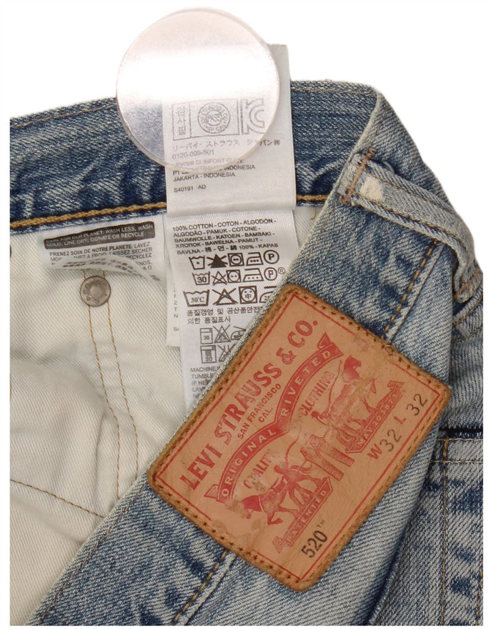 Levi's Herre 520 tilspidsede jeans W32 L32 blå bomuld