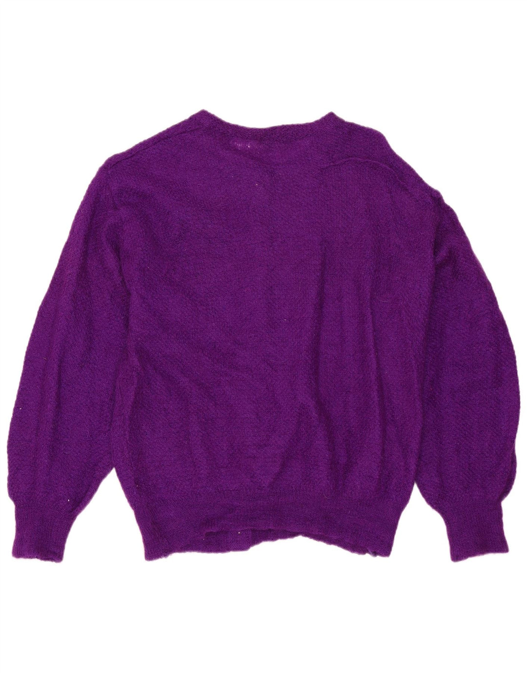 VINTAGE Dame Cardigan Sweater UK 12 Medium Lilla Nylon