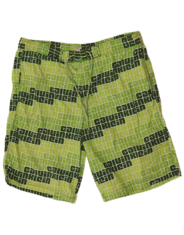 Calvin Klein Herre grafiske badeshorts Stor grøn nylon