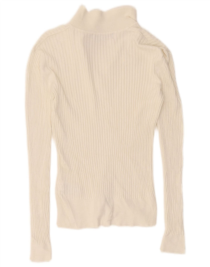 Marks & Spencer Dame Polo Neck Jumper Sweater UK 8 Small White Viscose