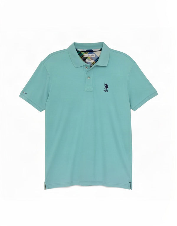 U.S. Polo Assn. Mens Slim Fit Polo Shirt Small Turquoise Cotton