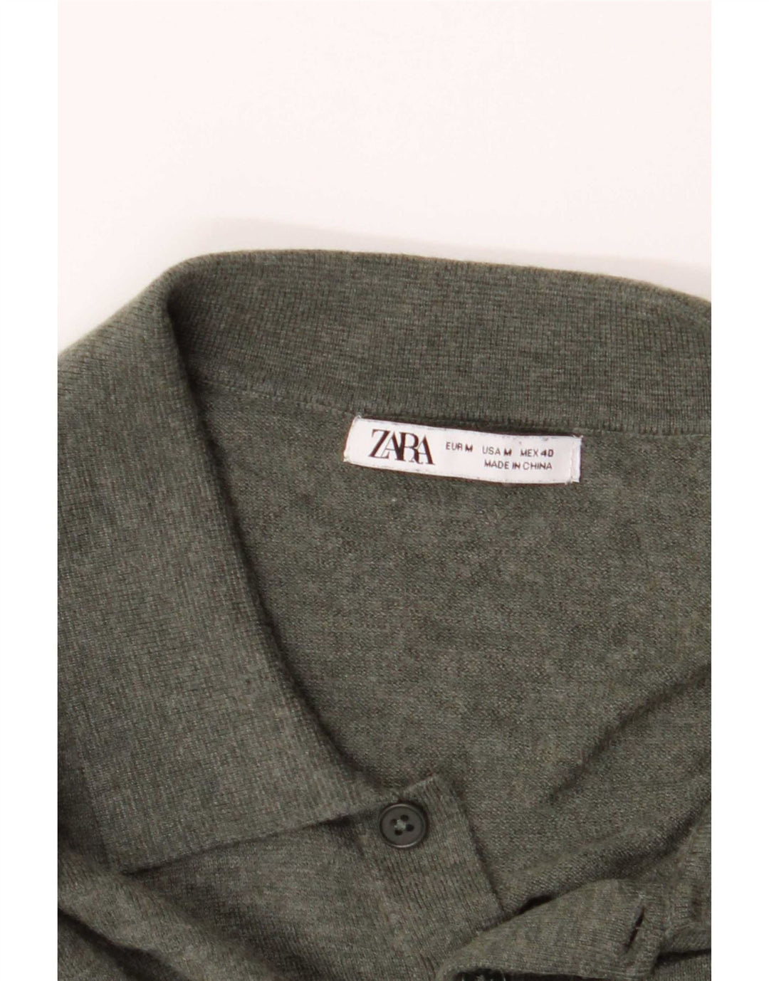 Zara Herre Polo Neck Jumper Sweater Medium Khaki