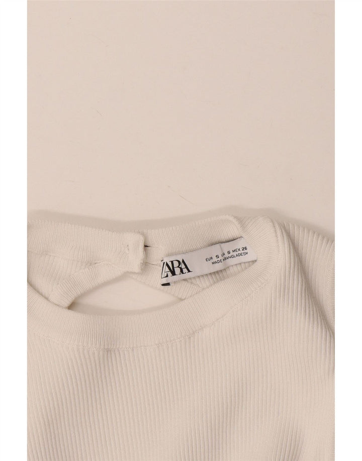 ZARA Dame Ærmeløs Jumper Dress UK 8 Small White