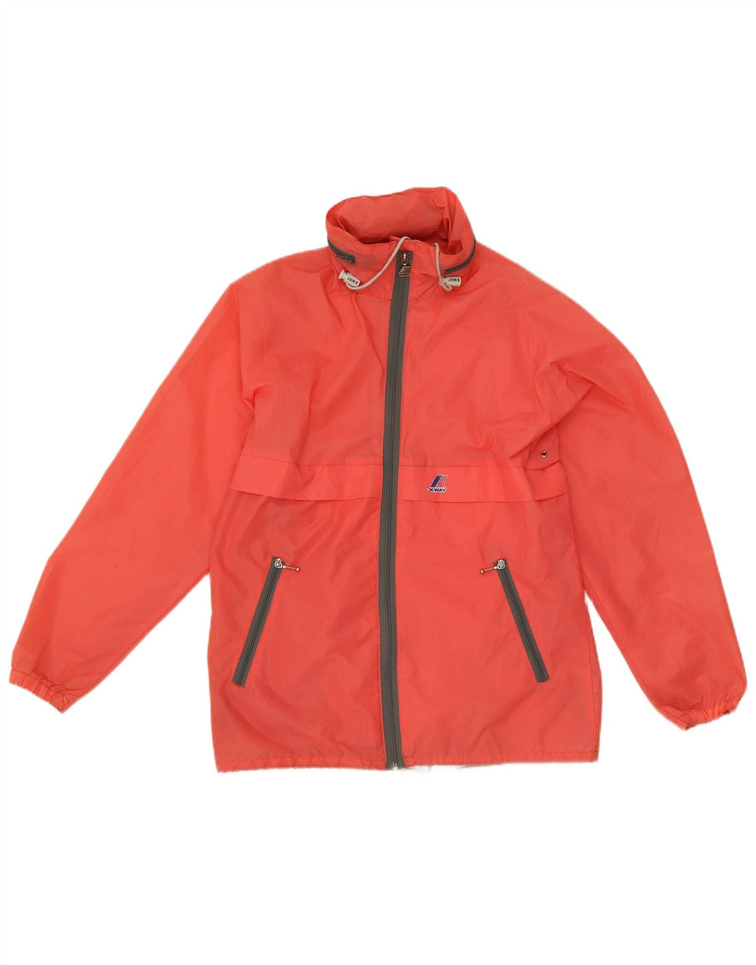 K-Way Dame Hætte Regnjakke UK 16 Large Orange