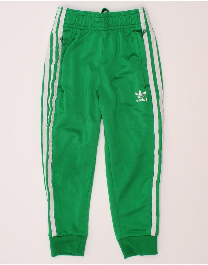 Adidas drenge hel træningsdragt 4-5 år grøn polyester