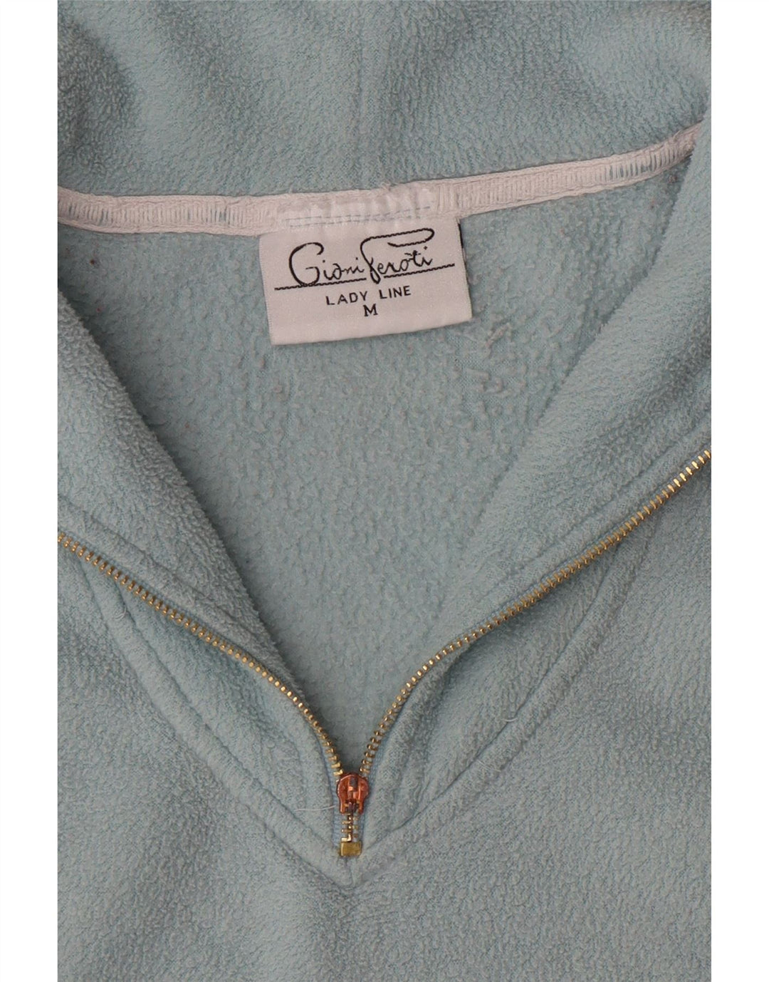 GIANI FEROTI Mens Zip Neck Fleece Jumper Medium Blue Polyester