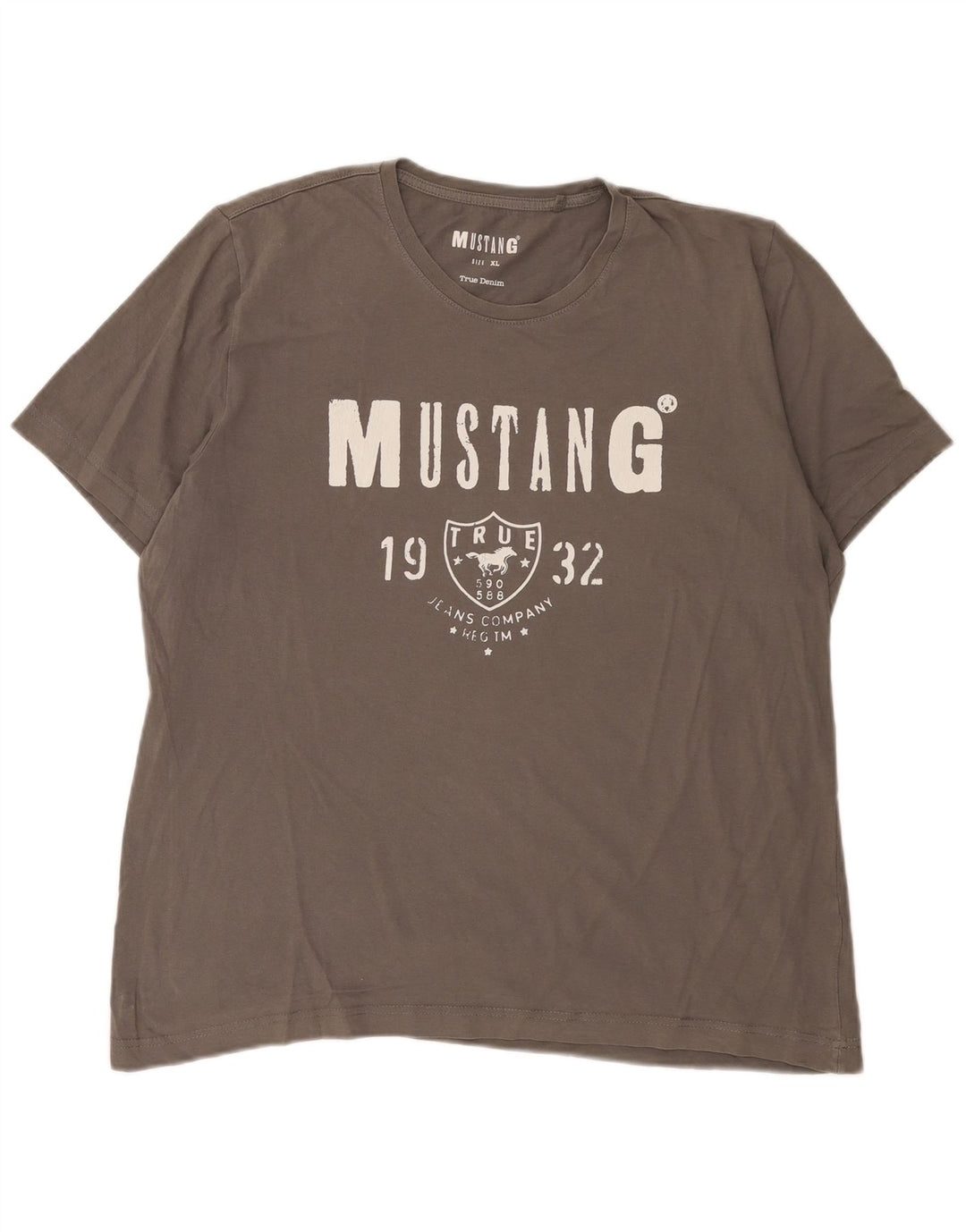 Mustang Herre grafisk T-shirt Top XL Grå Bomuld
