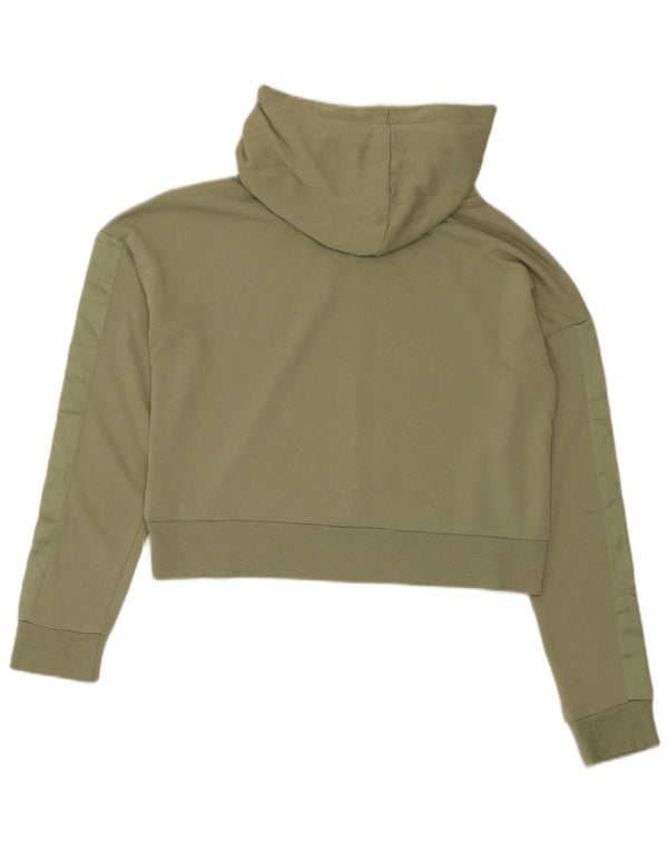 Topshop Dame Crop Hoodie Jumper UK 10 Small Green Polyester