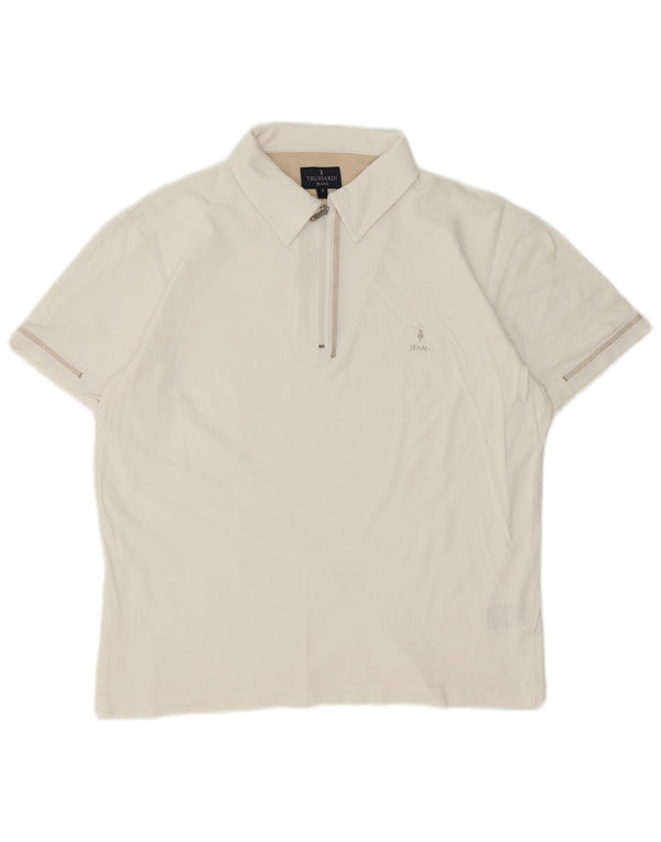 Trussardi Jeans Mens Polo Shirt Small White Cotton
