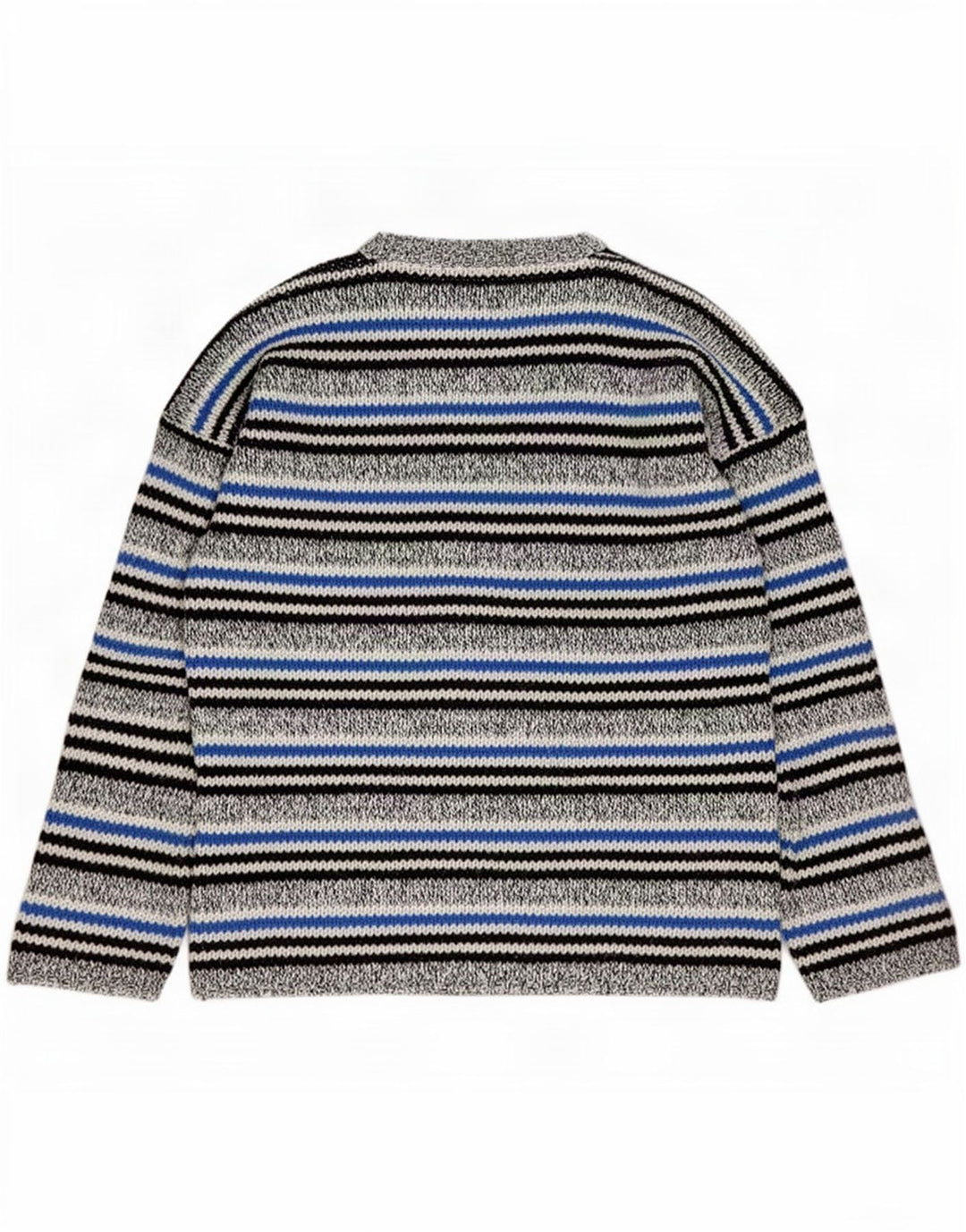 Vintage herre V-hals sweater mellem grå stribet