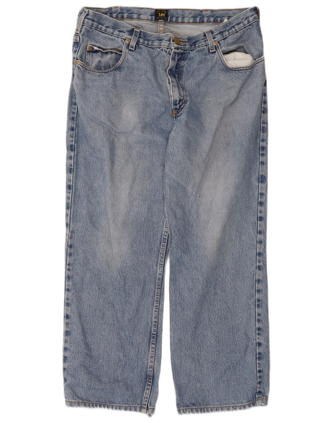 Lee Mens Brooklyn Cropped Straight Jeans W36 L26 Blue Cotton