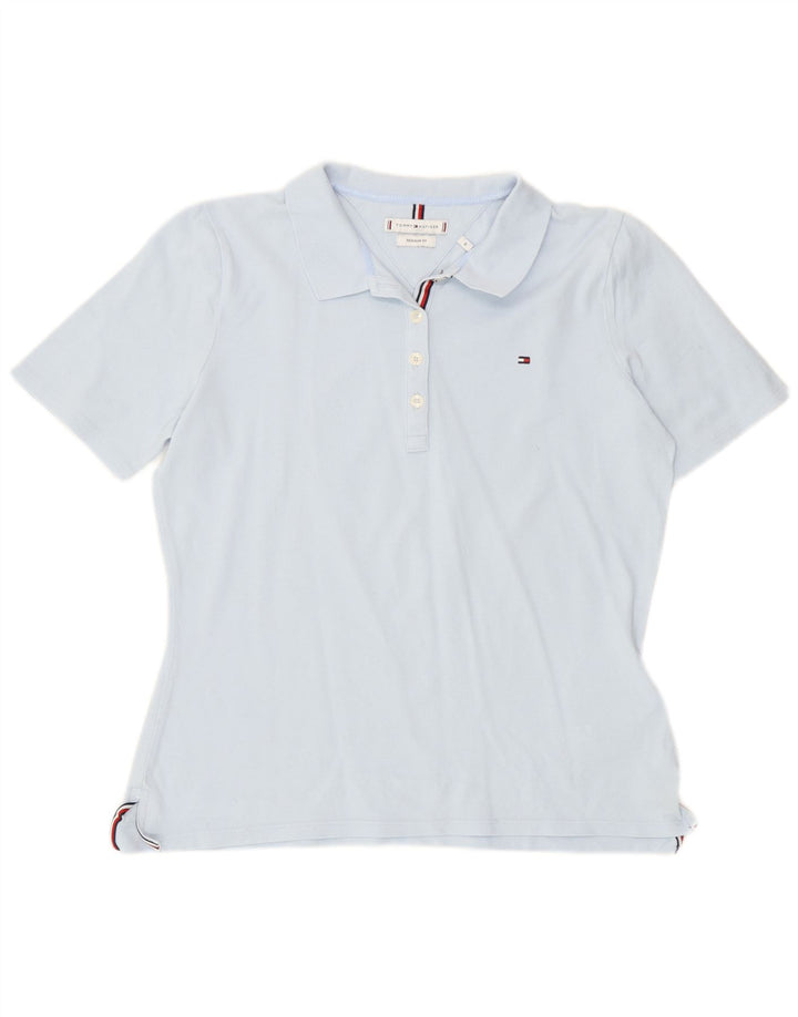 Tommy Hilfiger Dame Regular Fit Polo Shirt UK 14 Medium Blue Cotton