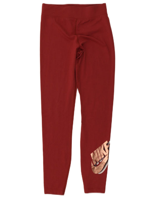 Nike Dame Tight Fit Grafiske Leggings UK 10 Small Bourgogne Bomuld