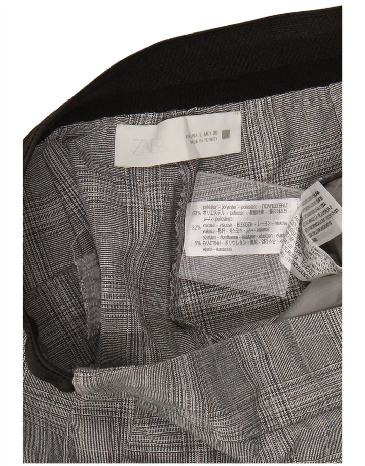 Zara Slim Chino Bukser Large W30 L27 Grå ternet polyester