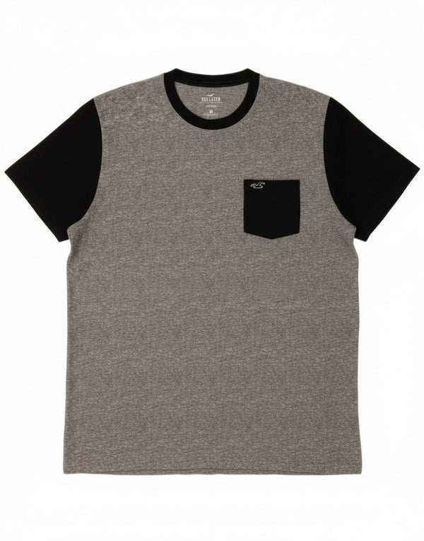 Hollister Herre T-Shirt Top Stor Grå Colourblock Bomuld