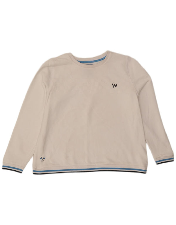 Besætningstøj Dame Grafisk Sweatshirt Jumper UK 16 Large White Flecked