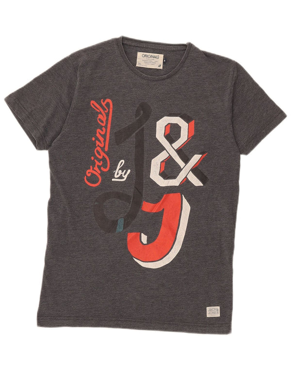 Jack & Jones Herre grafisk T-shirt Top mellemgrå bomuld