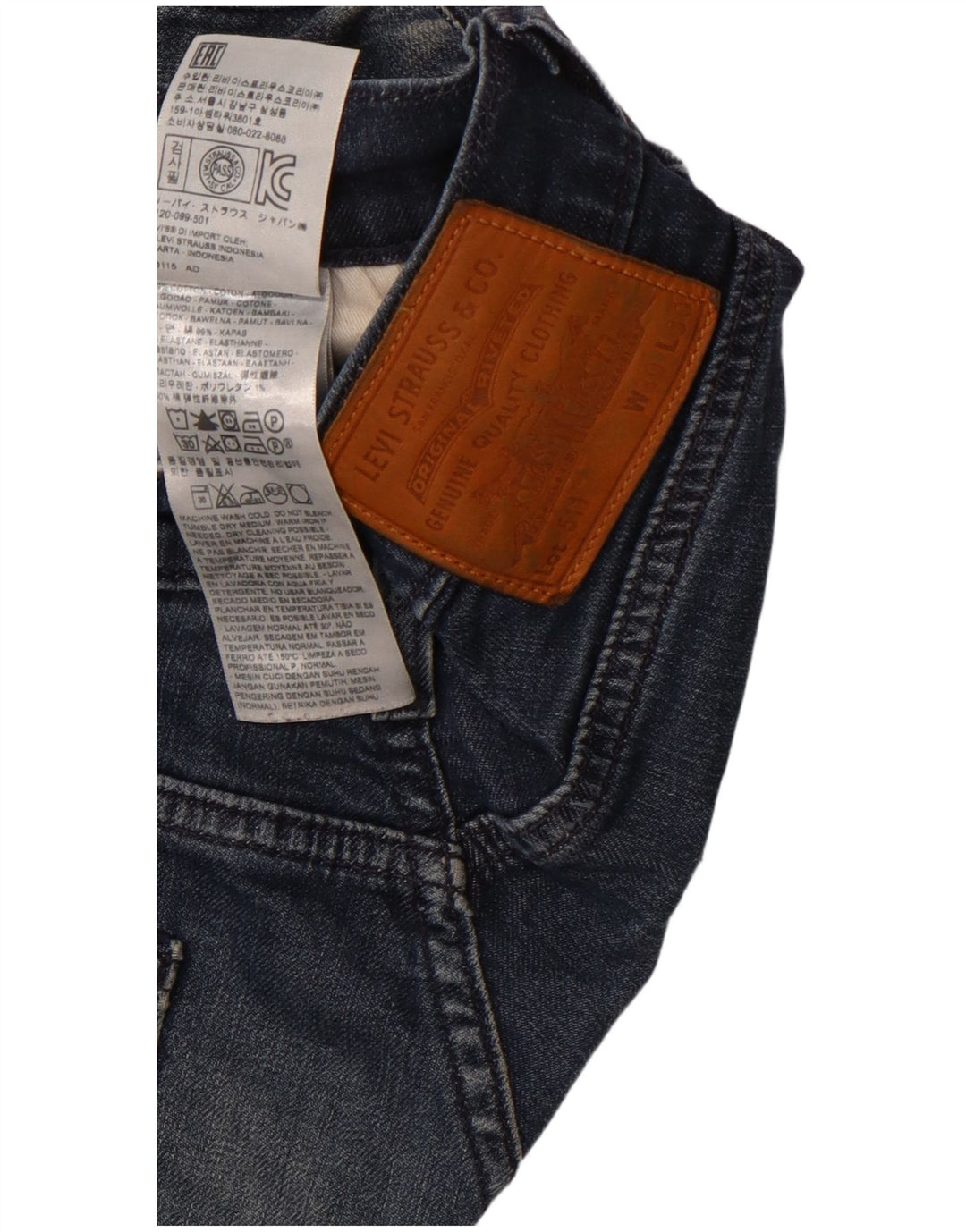 LEVI'S Herre 511 Slim Jeans W30 L30 Marineblå Bomuld