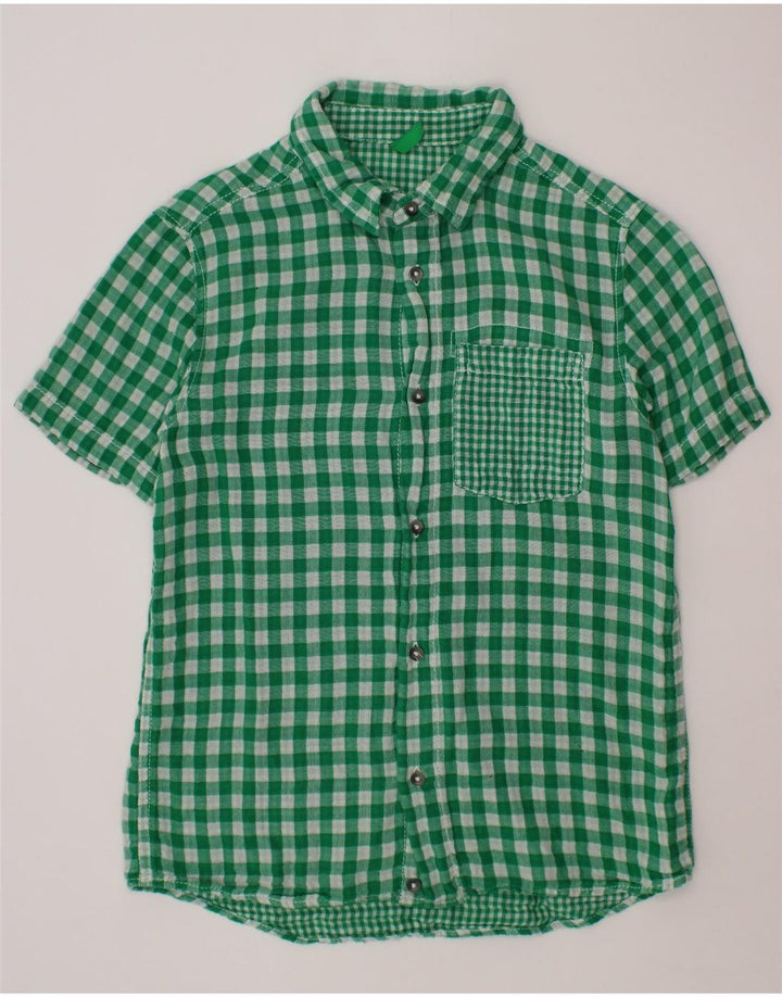 BENETTON kortærmet skjorte til drenge 10-11 år Grøn Gingham