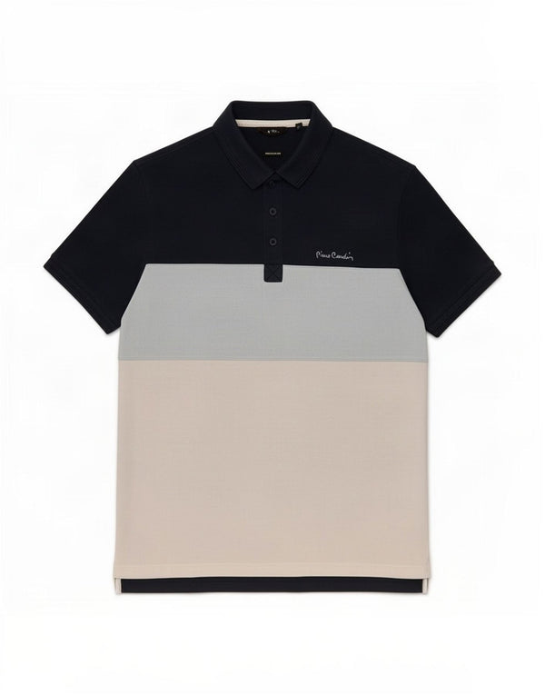 Pierre Cardin Herre Regular Fit Polo Shirt Large Navy Blue Colourblock