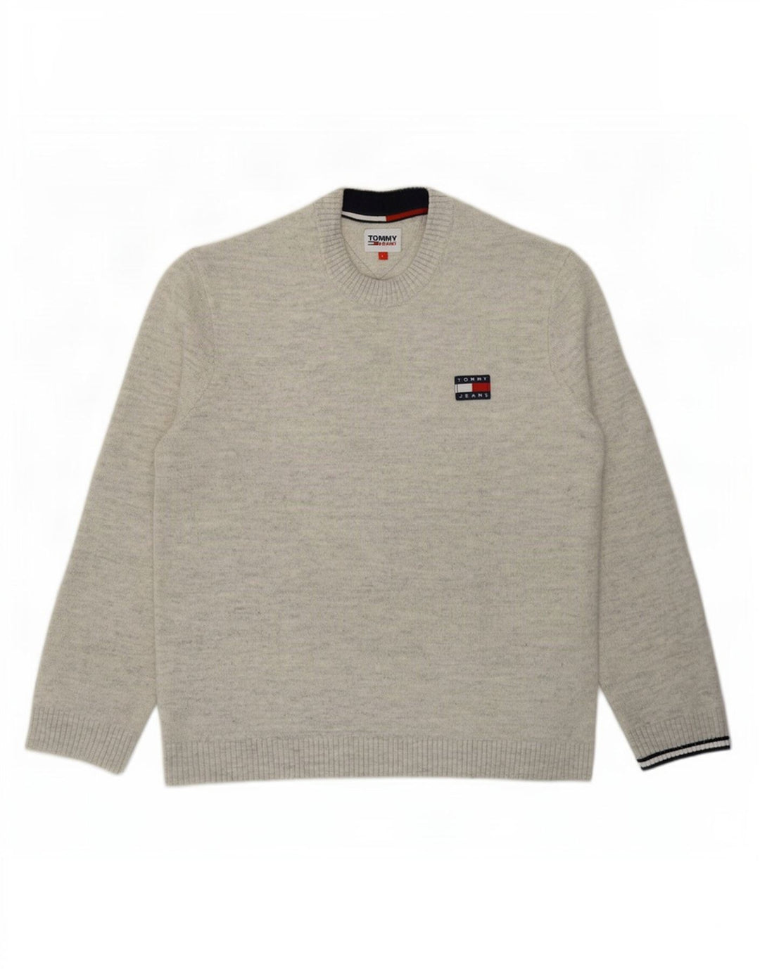 Tommy Hilfiger Herre Crew Neck Jumper Sweater Large Grey Flecked Acryl
